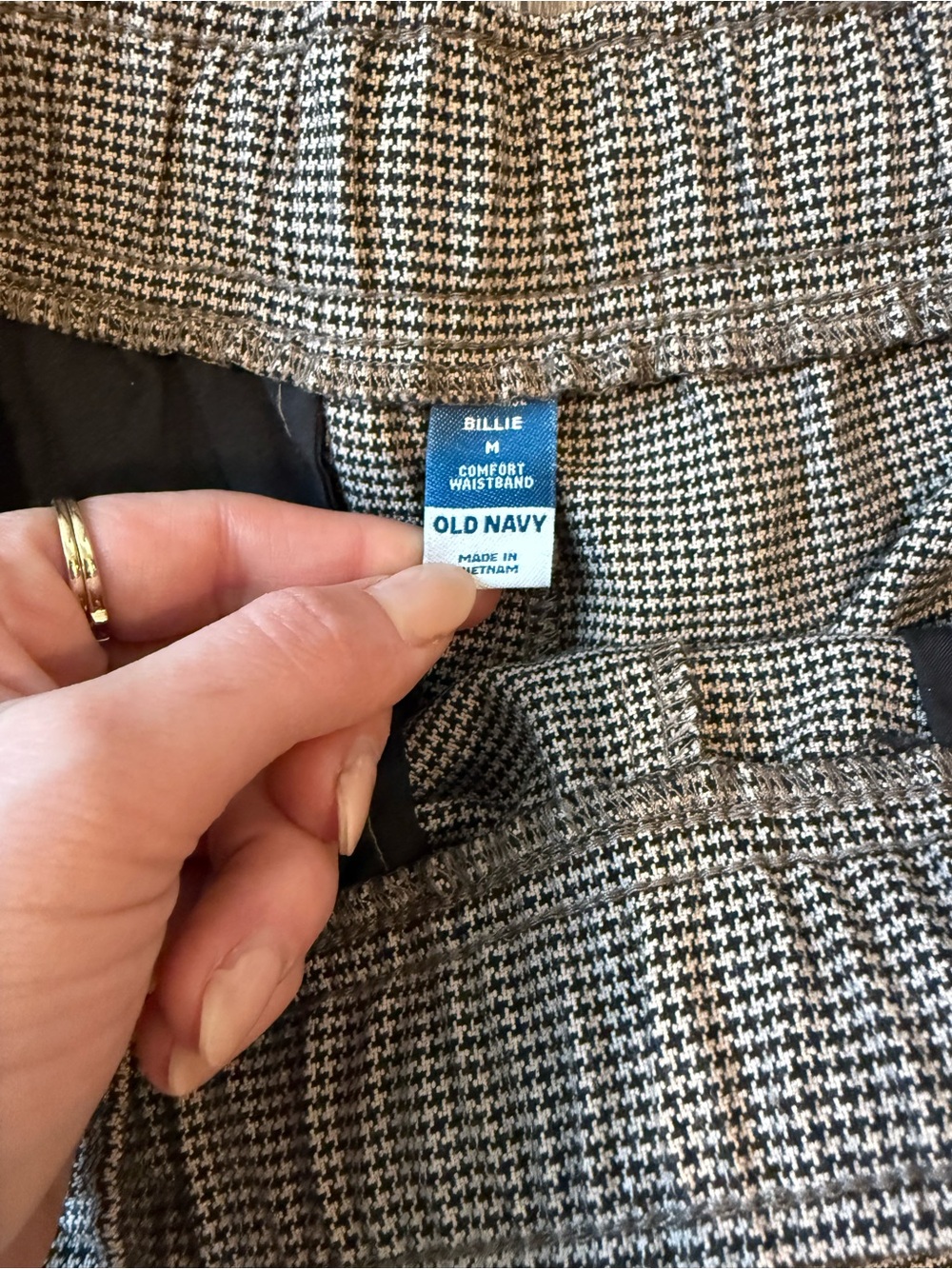 Old Navy Billie Straight Trousers with Tie Waistband - Houndstooth - Picture 6 of 6